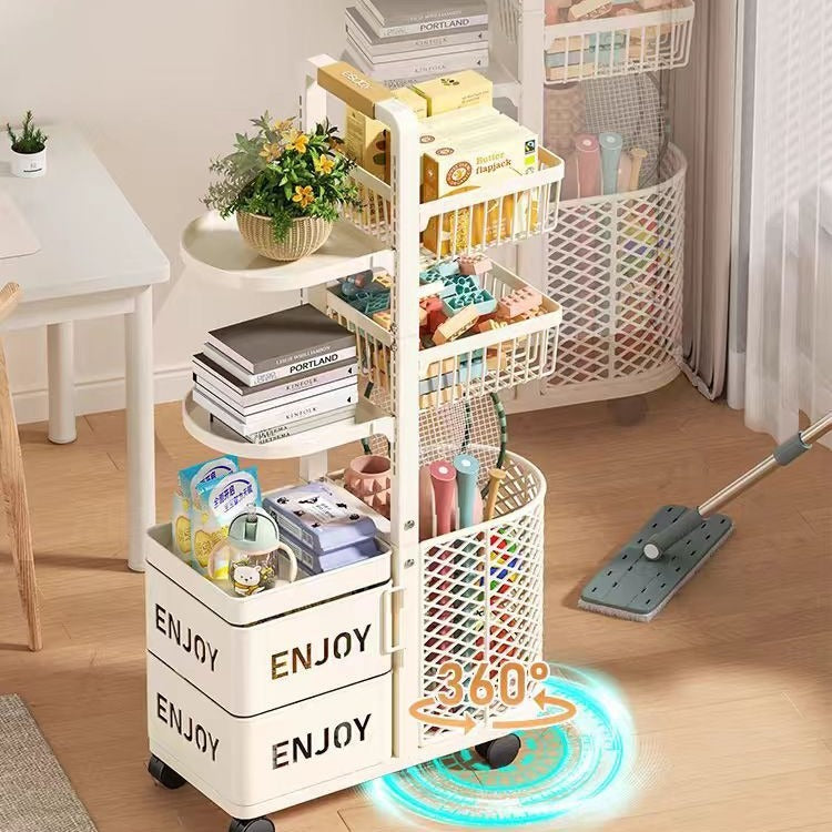 Multifunctional Storage Basket with 3 Shelves & 2 Cabinets